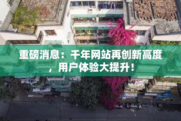 重磅消息：千年网站再创新高度，用户体验大提升！