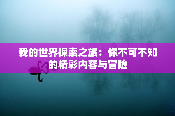 我的世界探索之旅：你不可不知的精彩内容与冒险