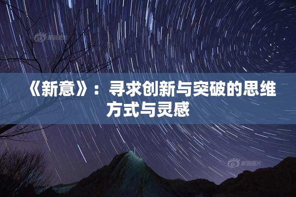 《新意》：寻求创新与突破的思维方式与灵感