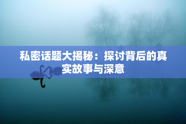 私密话题大揭秘：探讨背后的真实故事与深意