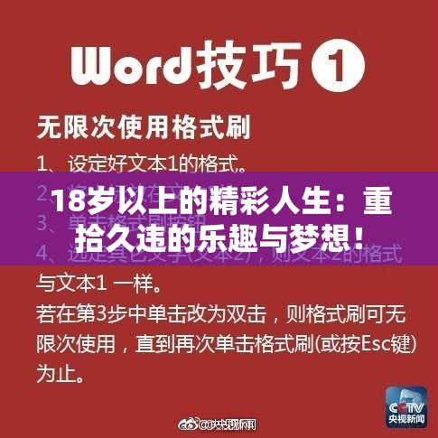 18岁以上的精彩人生：重拾久违的乐趣与梦想！