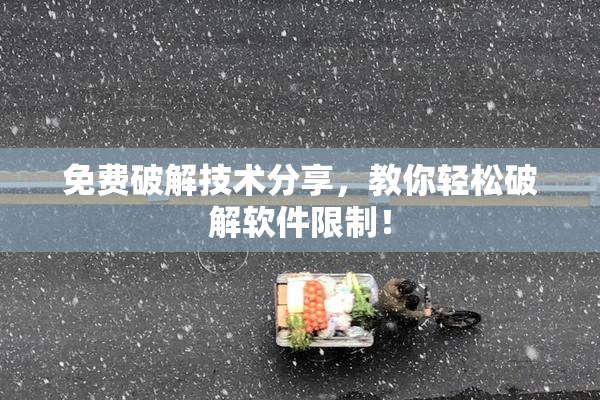 免费破解技术分享，教你轻松破解软件限制！