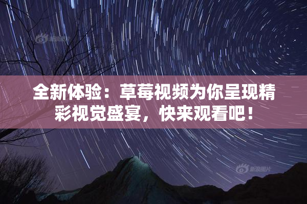 全新体验：草莓视频为你呈现精彩视觉盛宴，快来观看吧！