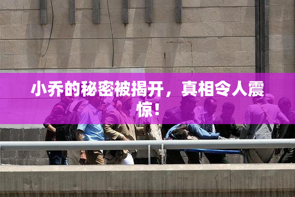 小乔的秘密被揭开，真相令人震惊！