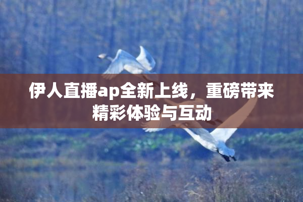 伊人直播ap全新上线，重磅带来精彩体验与互动