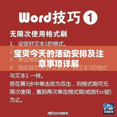 宝贝今天的活动安排及注意事项详解