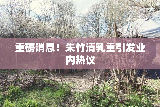 重磅消息！朱竹清乳重引发业内热议