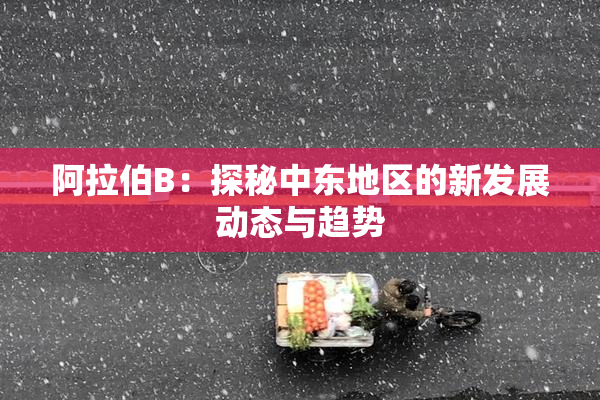 阿拉伯B：探秘中东地区的新发展动态与趋势